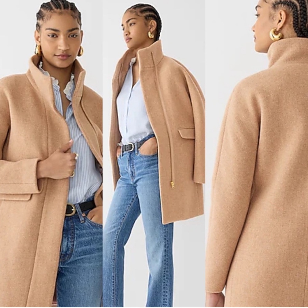 J.crew cocoon coat in Italian stadium-cloth nello gori sandstone color size 8